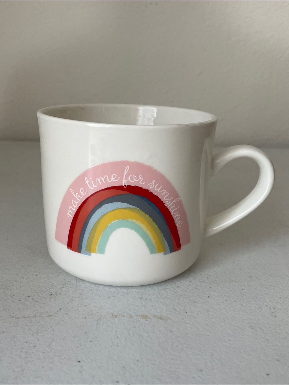 Opalhouse White Mug with Pink and Multicolor Rainbow